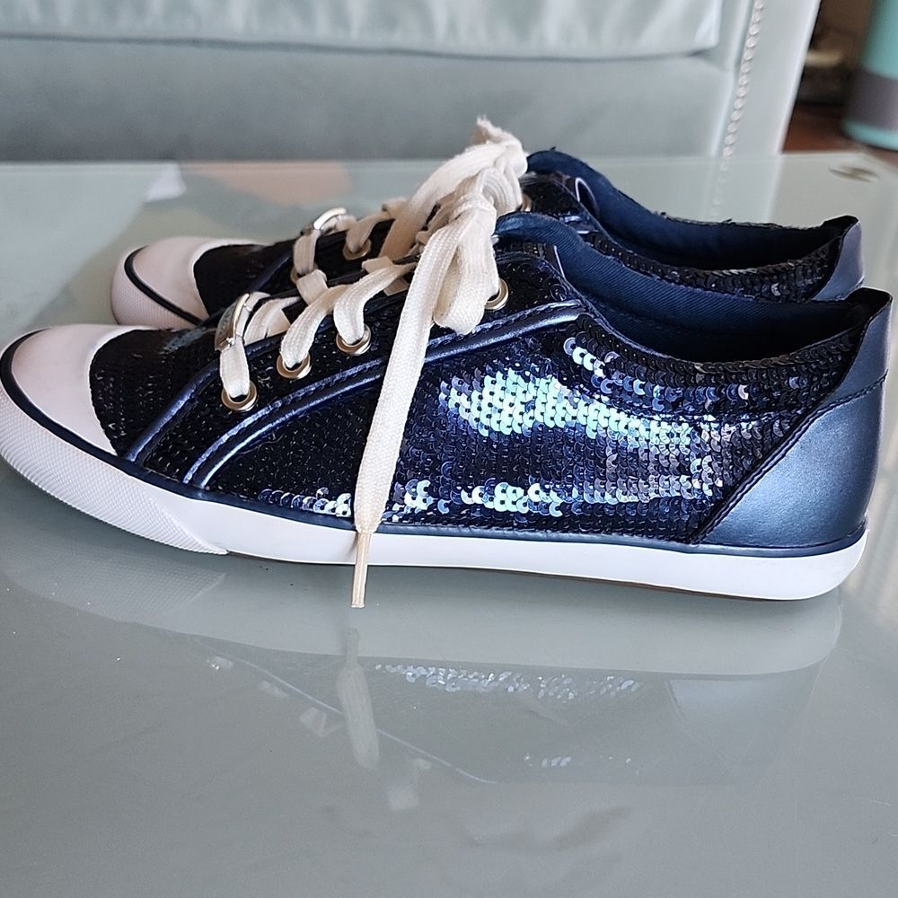 Coach Leatherware Barrett Retro Streetwear Grunge Glam Sequin Sneakers Size 8.5‎